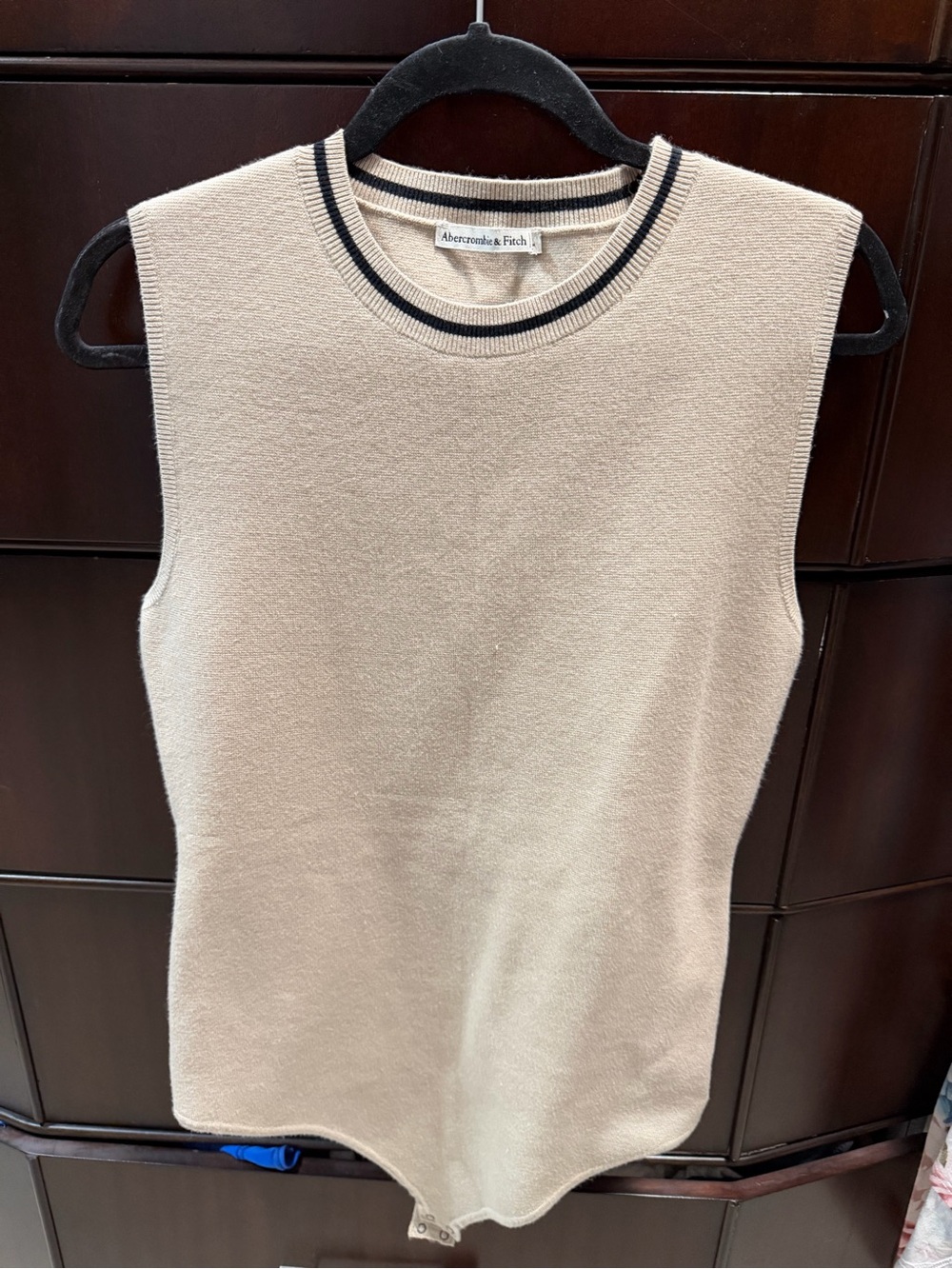 Abercrombie & Fitch Cream Sleeveless Knit Bodysuit with black Trim
